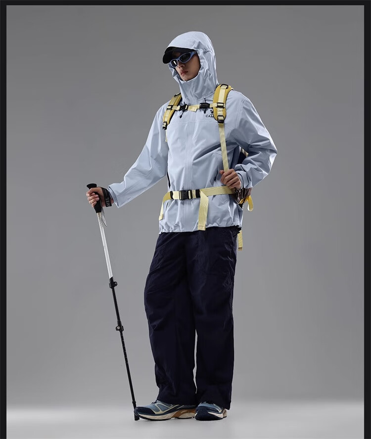 CAMEL Single-Layer Windproof Jacket, Outdoor Hard Shell Coat, 3L Professional Slicked Full-Weather Rainproof Camping Mountaineering Suit, 31864 13