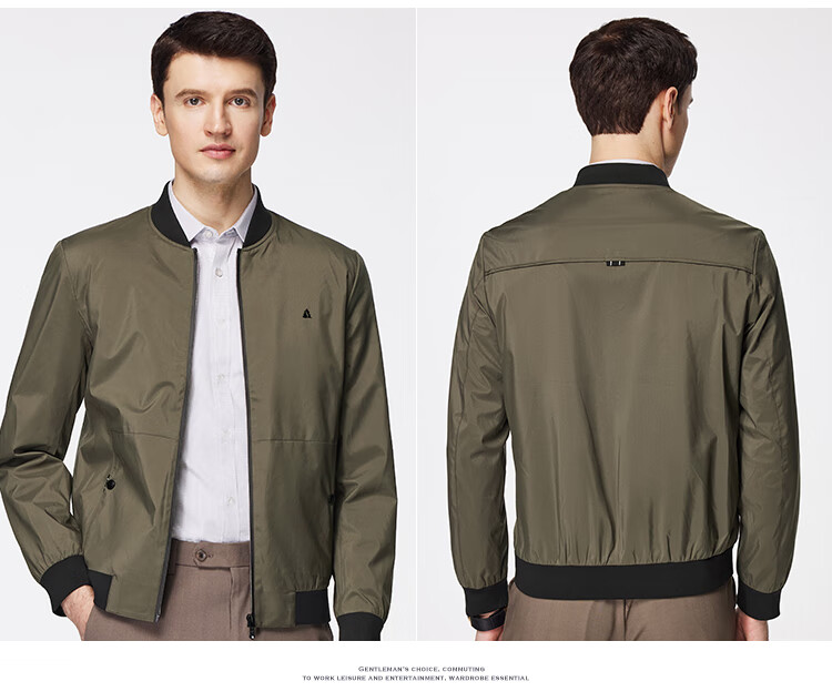 FIRS Jacket, Wear-Resistant And Wrinkle-Resistant Baseball Collar Coat for Men, Spring And Autumn Business Casual Short Style, Smooth Breathable Zipper Cardigan Men's Clothing 8