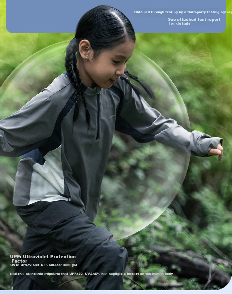DECATHLON Youth Hiking UV Protection Long-Sleeve T-Shirt, Sun Protection, Moisture-Wicking, Quick-Drying, Anti-Chafing, 5117364 3