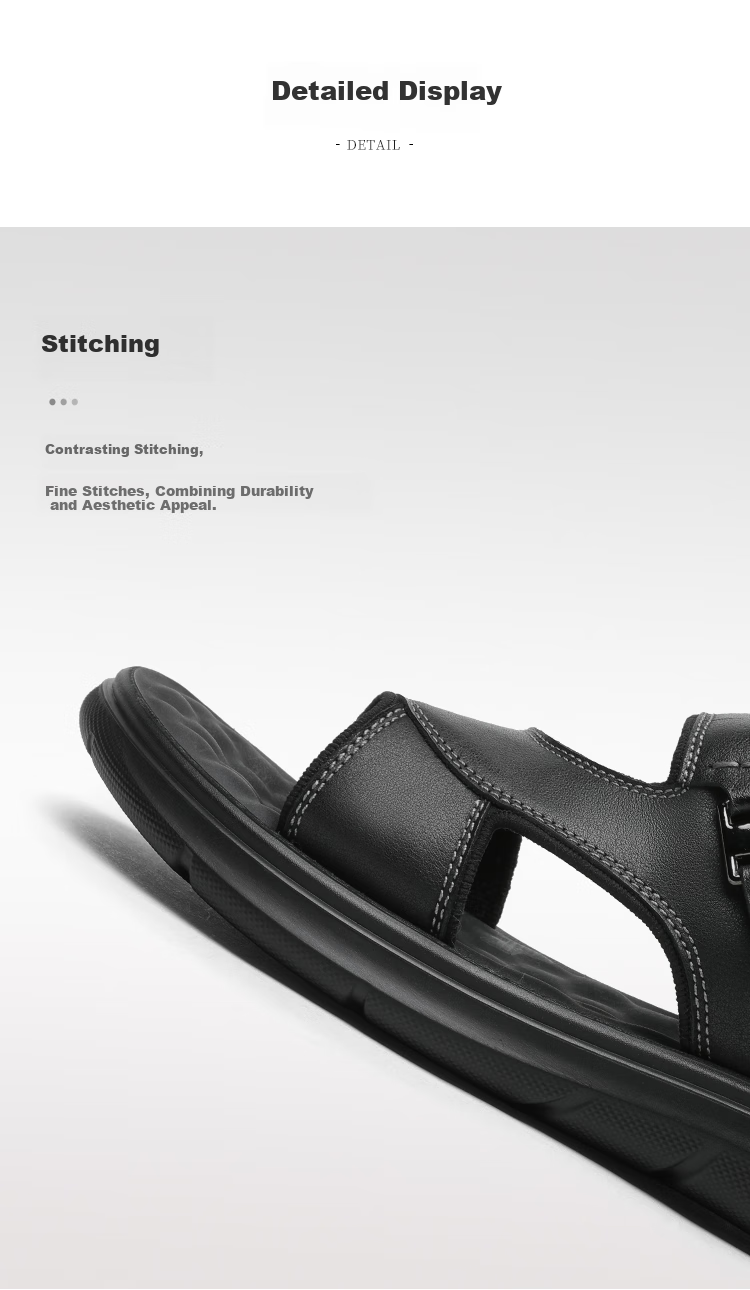 Goldlion Men's Shoes, Urban Casual Breathable Sandals, Two-Way Wear Lightweight Leather Shoes, Beach Shoes, 59622032701A, Black, Size 40 9