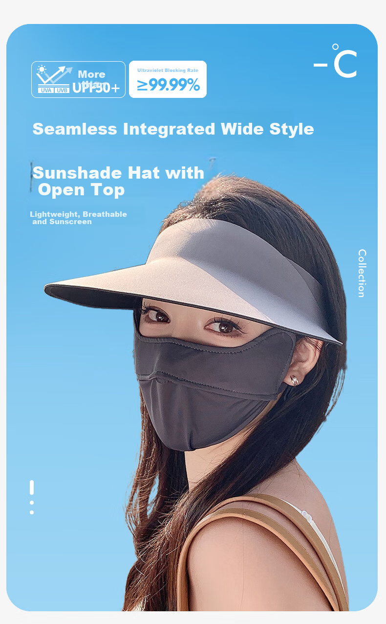 MOERCIAN Sun Protection Hat for Women, Visor Cap, Summer Outdoor Sports Running UV Protection Foldable Seamless Sun Hat 1