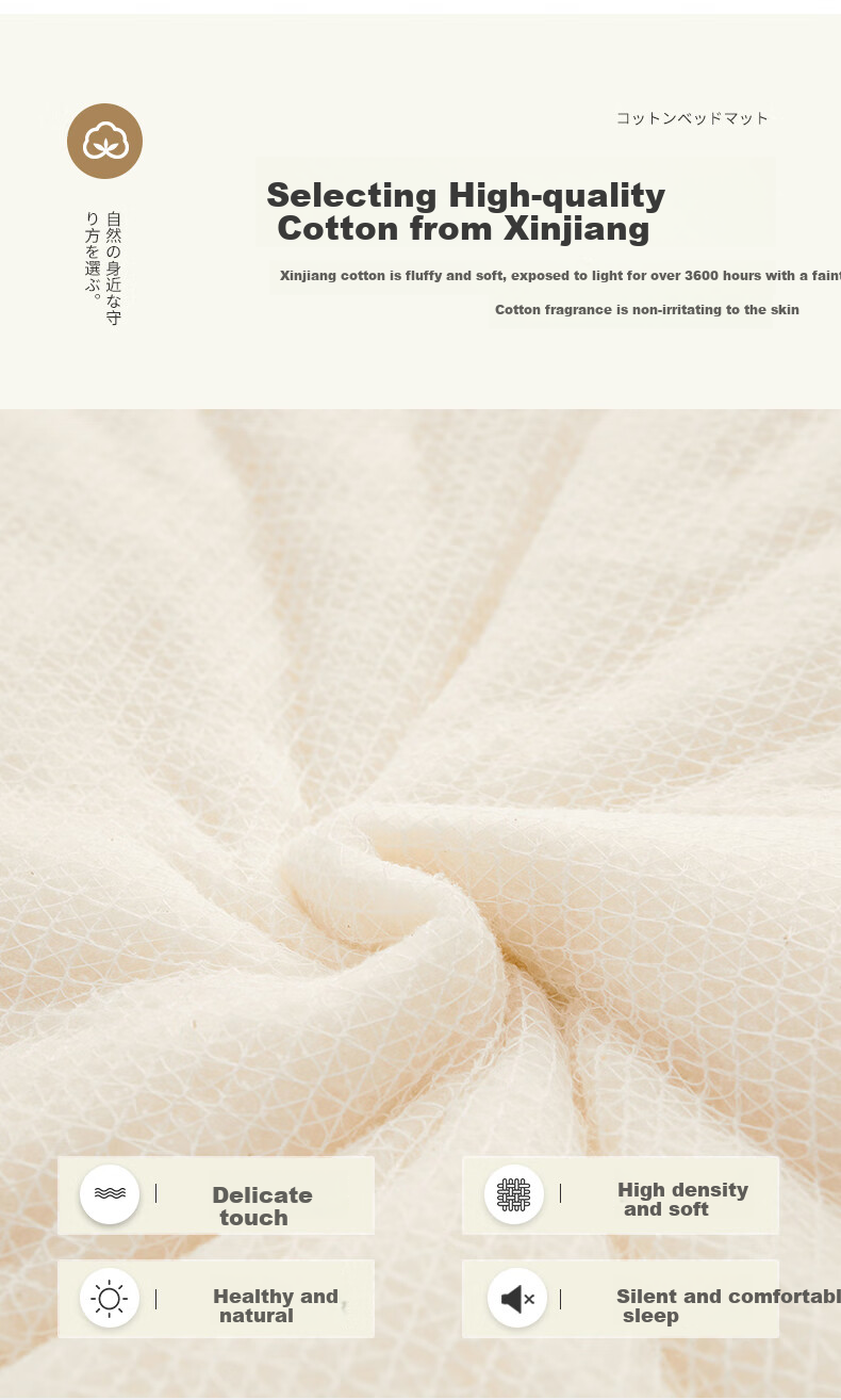 KING SHORE Xinjiang Cotton Mattress Pad, Thickened Double Bed Mat, Foldable Quilt, 150*200cm 4