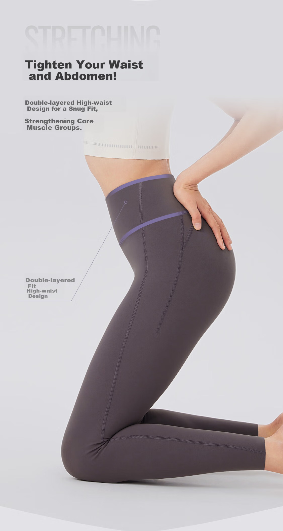 Keep Yoga Pants for Women, High-Waisted Butt-Lifting Leggings, Pilates Dance Fitness Pants, Workout Tights for Outdoor Wear, Distant Mountain Gray, Size M 8