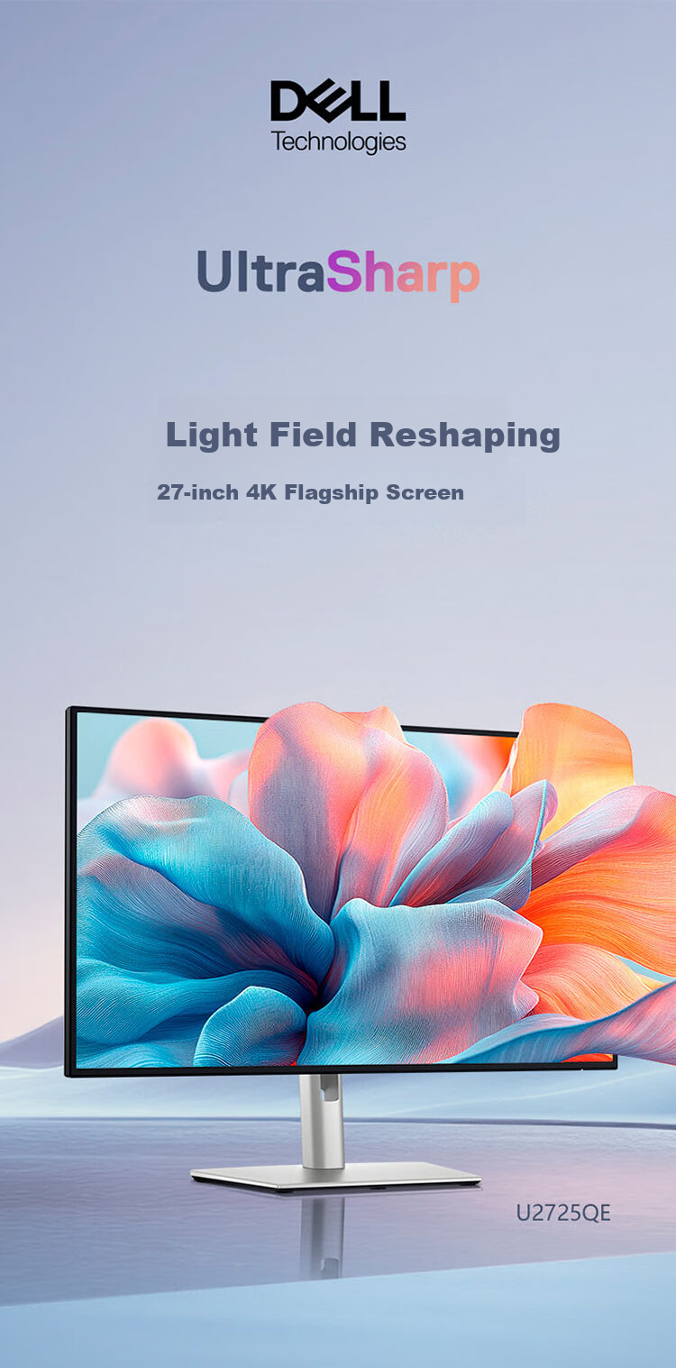 DELL UltraSharp 27-Inch 4K Monitor, IPS Black, 120Hz Refresh Rate, Blue Light Filter, Thunderbolt 4 Port, HDR600, Compatible with macOS, U2725QE 1