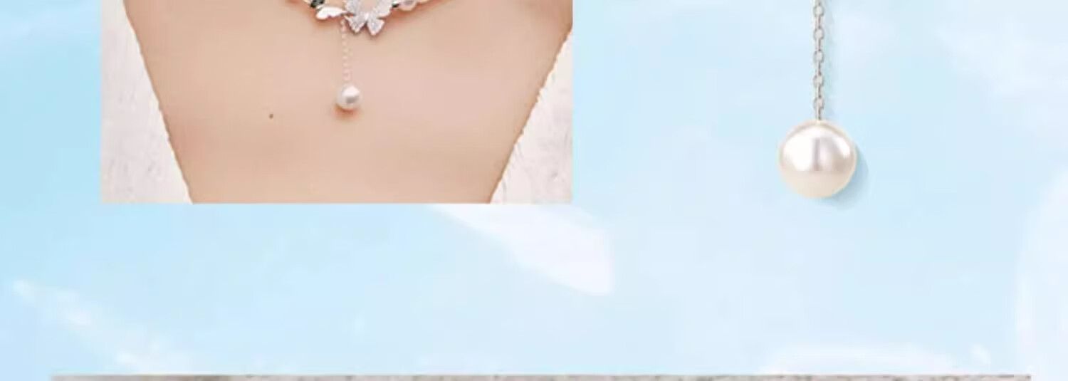 AJIDOU Necklace, Luxurious Butterfly Pearl Pendant, Collarbone Chain Accessory, Light Luxury Gift for Girlfriend Or Wife, Mid-Autumn Festival 2