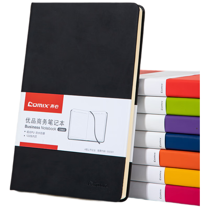 COMIX Business Classic Hardcover Notebook, A5 Size, Black, 25K Pages, 120 Sheets, Office Journal, Meeting Notebook