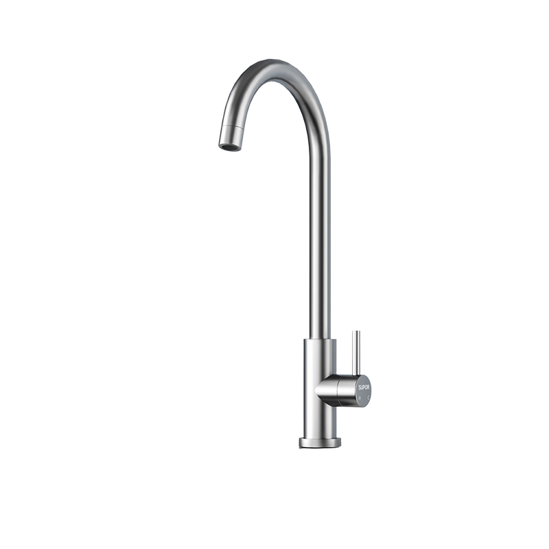 SUPOR Kitchen Faucet 304 Stainless Steel 360-Degree Rotatable Single Cold Water Sink Faucet Gun Gray K
