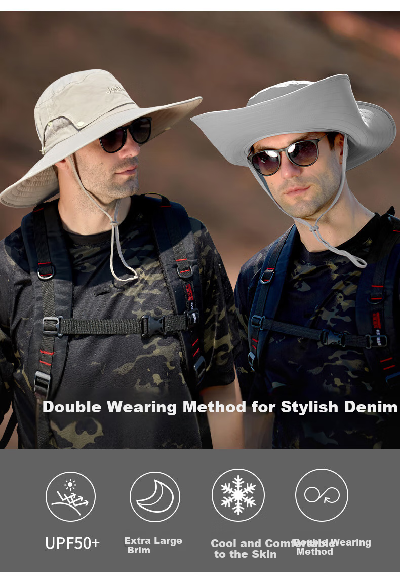 JEEP Hat, Men's Fisherman Hat, Wide Brim Sun Hat, Unisex Casual Outdoor Hiking Sports Sun Hat, A0253 3