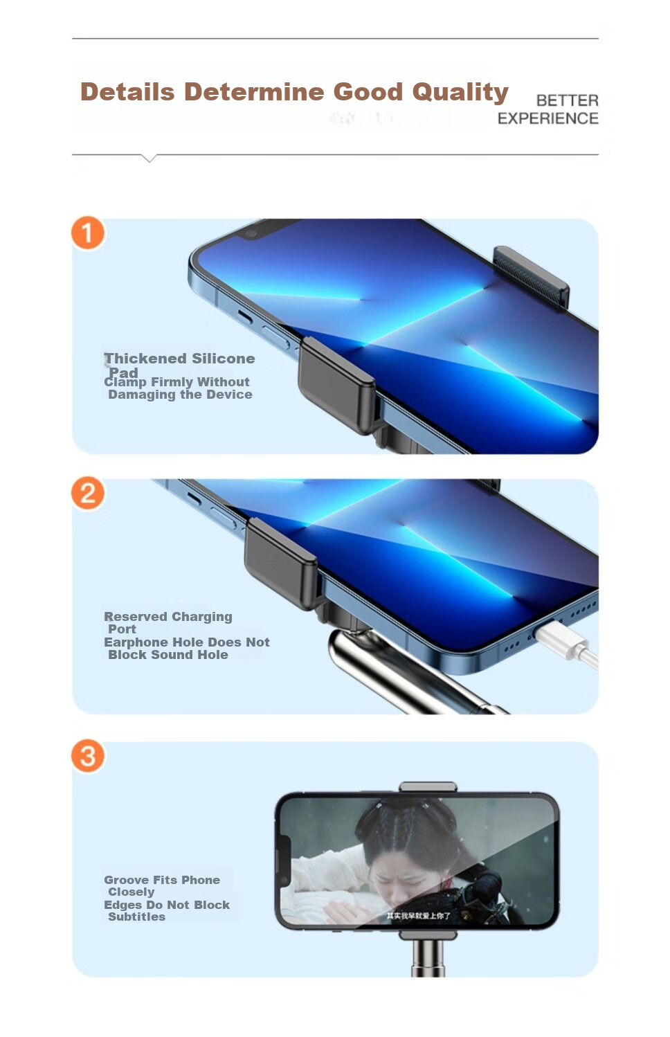 LINGCHEN Live Streaming Phone Stand, Desktop Adjustable Height, Overhead Shooting, Telescopic Selfie Device, Lazy Person's Binge-Watching Tool, Short Video Recording And Drawing Stand, 360° Rotatable Multifunctional Metal Phone Holder 15