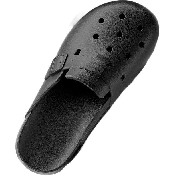Poxi Thick-Soled Closed-Toe Slip-On Women's Summer Outdoor Perforated Shoes, Pearl Black, Size 37-38