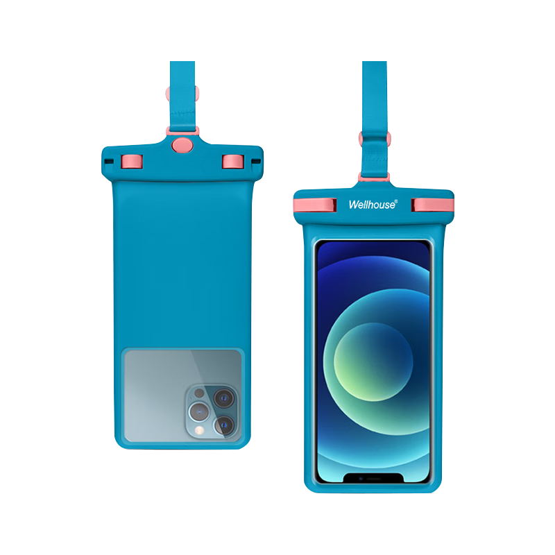JOYTOUR 3D Universal Waterproof Phone Case for Swimming, Rafting, Surfing, Diving, TPU High Transparency Film with Dual Whistle, Blue