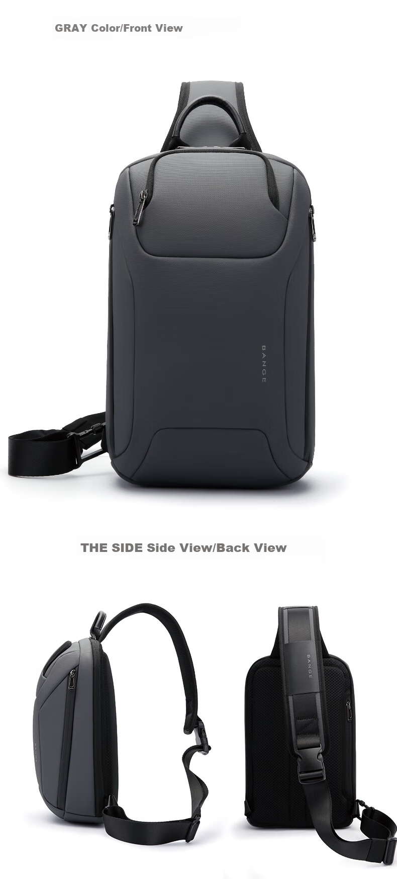 Bange Business Casual Chest Bag, Large Capacity Crossbody Bag, IPad Tablet Bag, Multifunctional Commuter Shoulder Bag for Men, 8031 Black 10