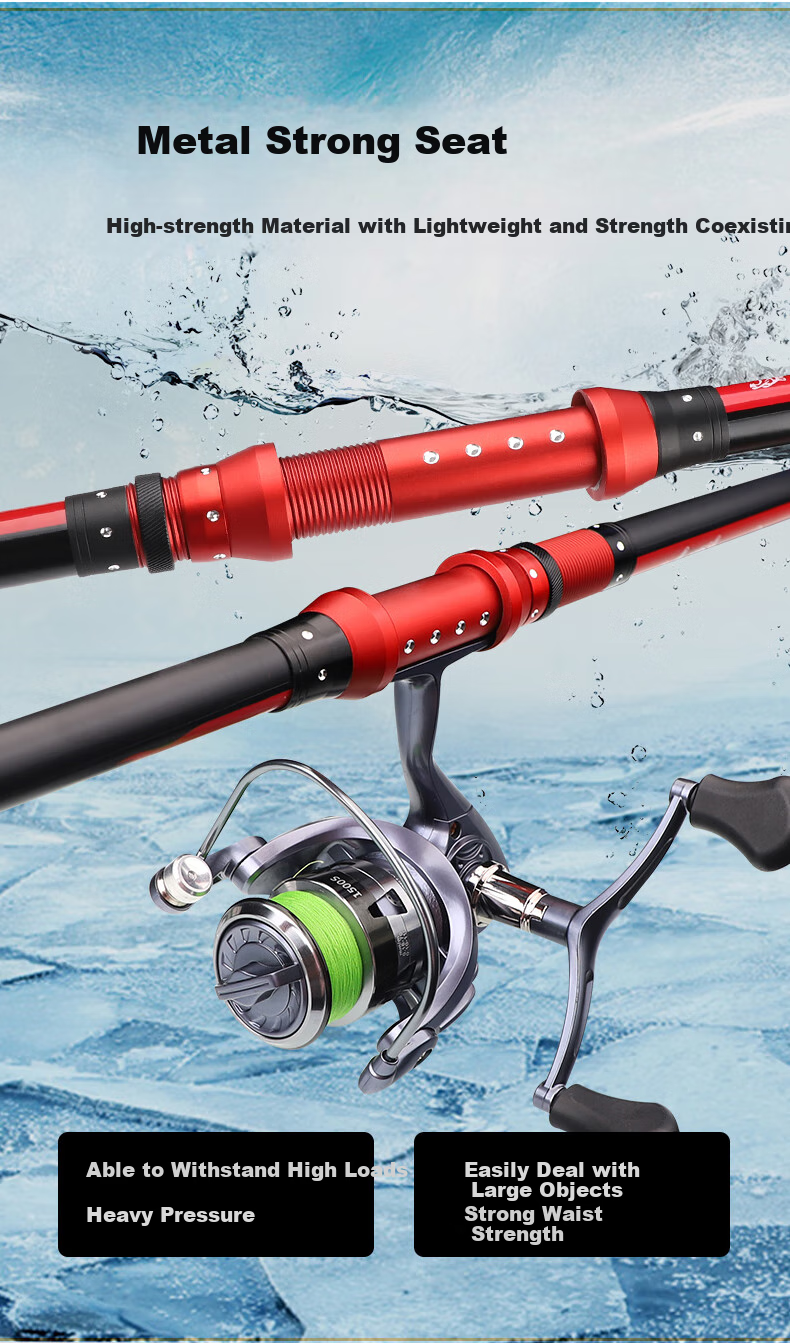 Taigek Fishing Rod Set with Fire Wolf 3.0-Meter Carbon Fiber Casting Rod And Sea Rod, Complete Fishing Tackle Kit 6