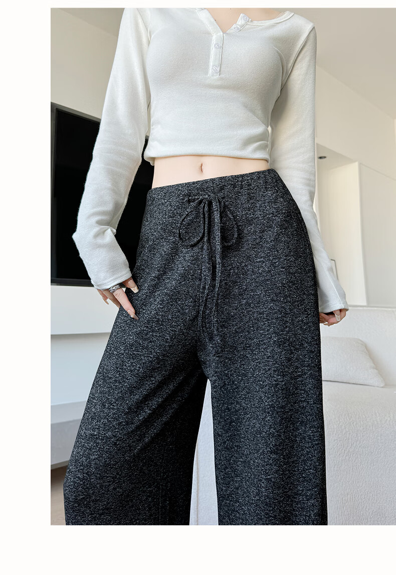 FitonTon Women's Horizontal Striped Knit Towel Pants, New Spring And Summer Style, Slimming Straight-Leg Sweatpants, Casual Lazy-Style Trousers 13