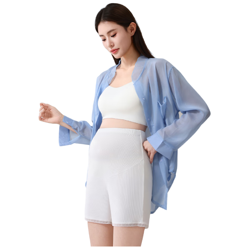 JOYNCLEON Maternity Safety Leggings Anti-Exposure Ice Silk High Waist Spring Summer Outerwear Skin Color L Jyk177099