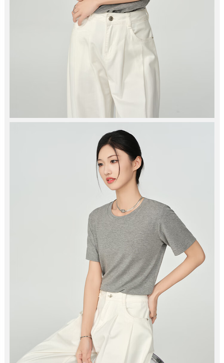 BOPRUIEY [Quality You Can Trust] Lyocell Short-Sleeve T-Shirt for Women, Summer Ice Silk Wrinkle-Resistant Solid Color Slimming Round Neck Top 16