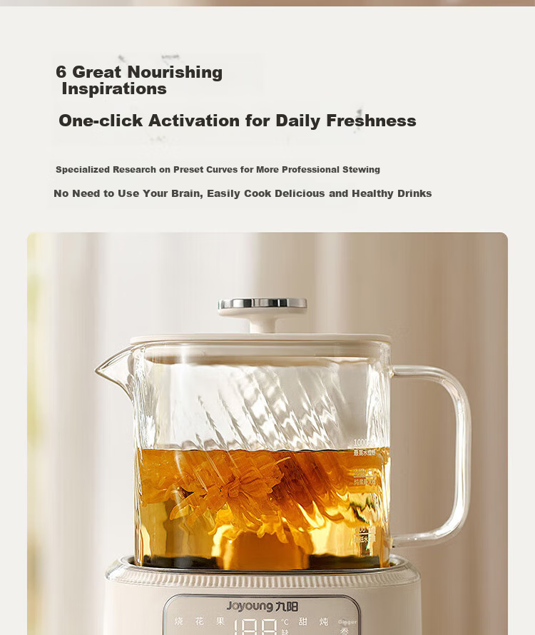Joyoung Home Use 1L Small Capacity Health Pot, Multi-Purpose Electric Kettle for Hot And Cold Water, Metal Kettle without Glue, Constant Temperature Kettle, K10D-WY103 3