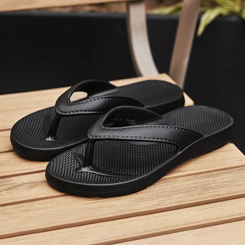 GUOLUOFEI Men's Flip Flops, Soft Sole Non-Slip Summer Thong Sandals for Outdoor Sports And Beach Wear, Women's Black Size 40-41