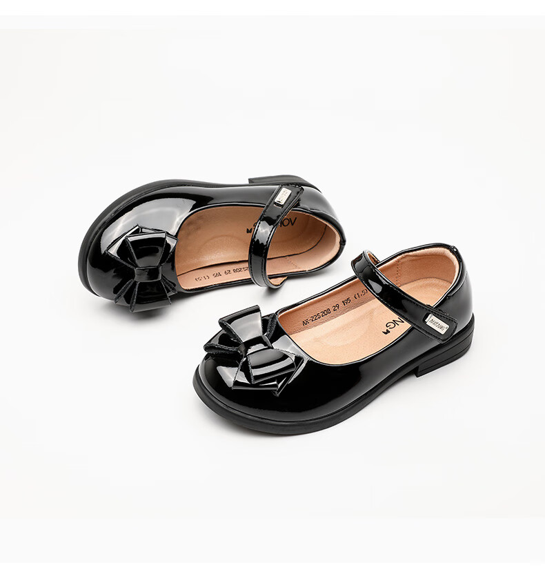 Aokang Girls' Leather Shoes 2025 Spring New Soft Bottom Mary Jane Princess Shoes Girls' Fashion Black Performance Shoes 4