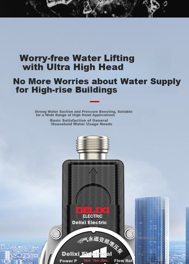 DELIXI Variable Frequency Booster Pump Household Fully Automatic Water Pump Tap Water Pipeline Pump for Gas Water Heater Pressure Boosting 8