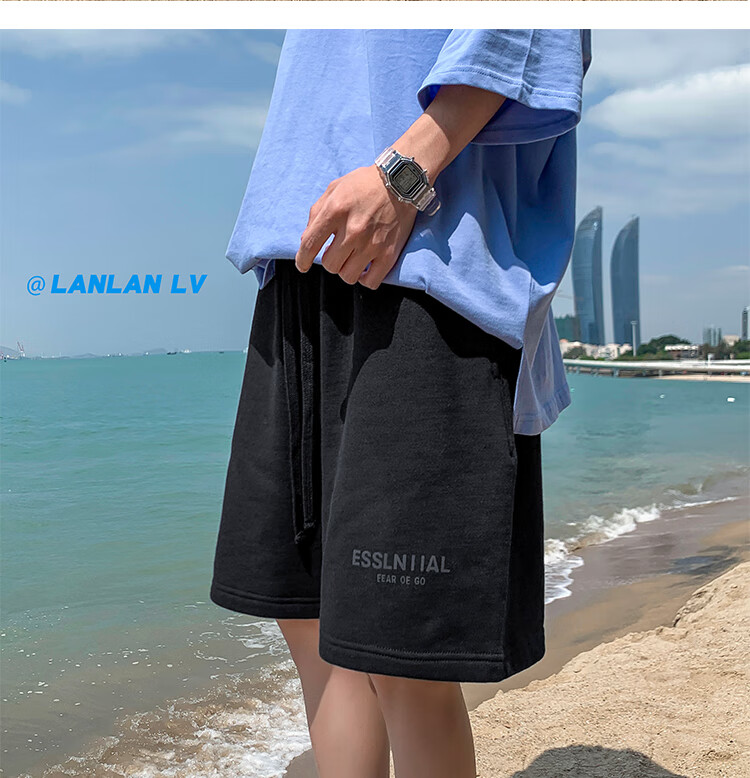 IZEXX Casual Shorts for Men, Summer Lightweight American High Street Loose Fit Sports Beach Shorts, Versatile IZ67 Gray M 9