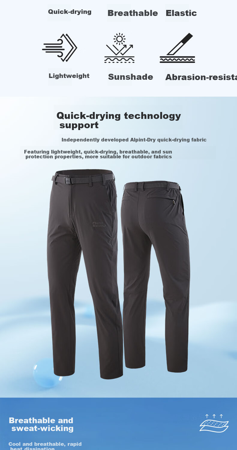 ALPINT MOUNTAIN Men's Business Stretch Quick-Dry Pants, Lightweight Summer Outdoor Hiking Trousers, Breathable Trekking Pants 2