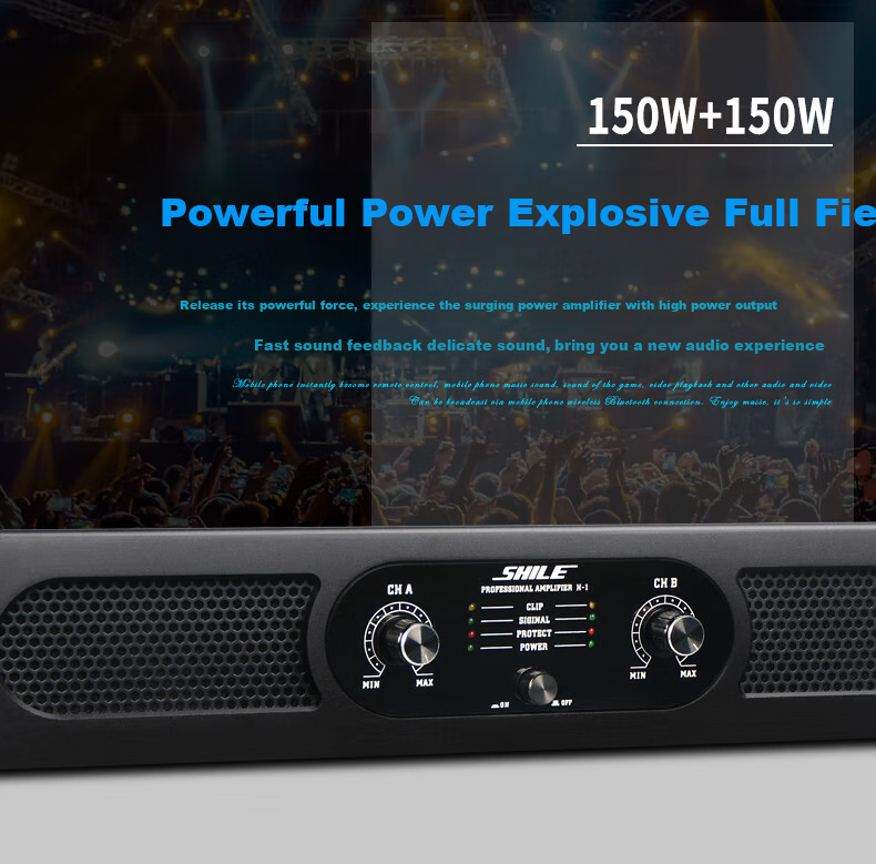 SHILE Pure Amplifier for Conference Rooms And Lecture Halls, Stage Events, KTV Karaoke Amplifier, Two-Channel 150W High-Power Amplifier H-1 4