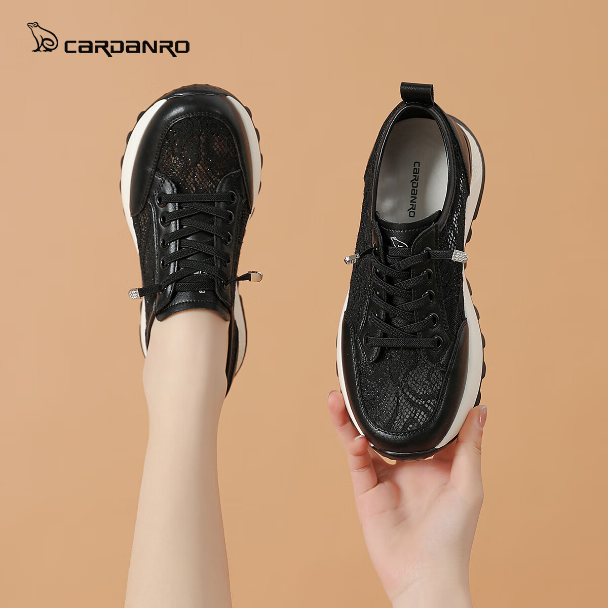 CARDANRO Women's Shoes, New Popular Thick-Soled 5cm Shoes, Mesh Thin Casual Sneakers for Women, Summer Breathable Height-Increasing Shoes for Wome