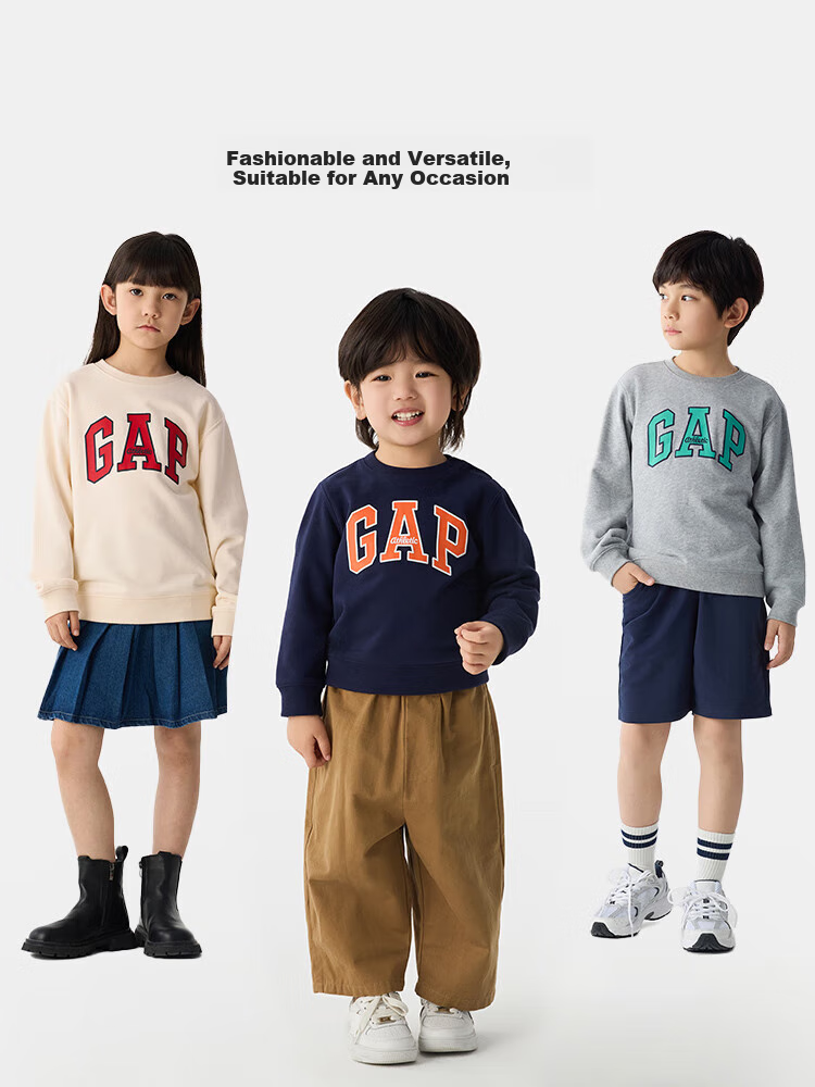 GAP [Same Style for Older And Younger Kids] Boys And Girls Spring Logo Contrast Color Long-Sleeve Sweatshirt 687330 1