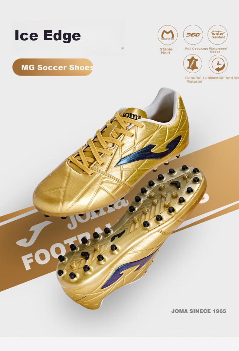 JOMA Kangaroo Leather Soccer Shoes for Men, MG Short Studs, Non-Slip, Wear-Resistant, Professional Football Training Shoes, White, Size 45 1
