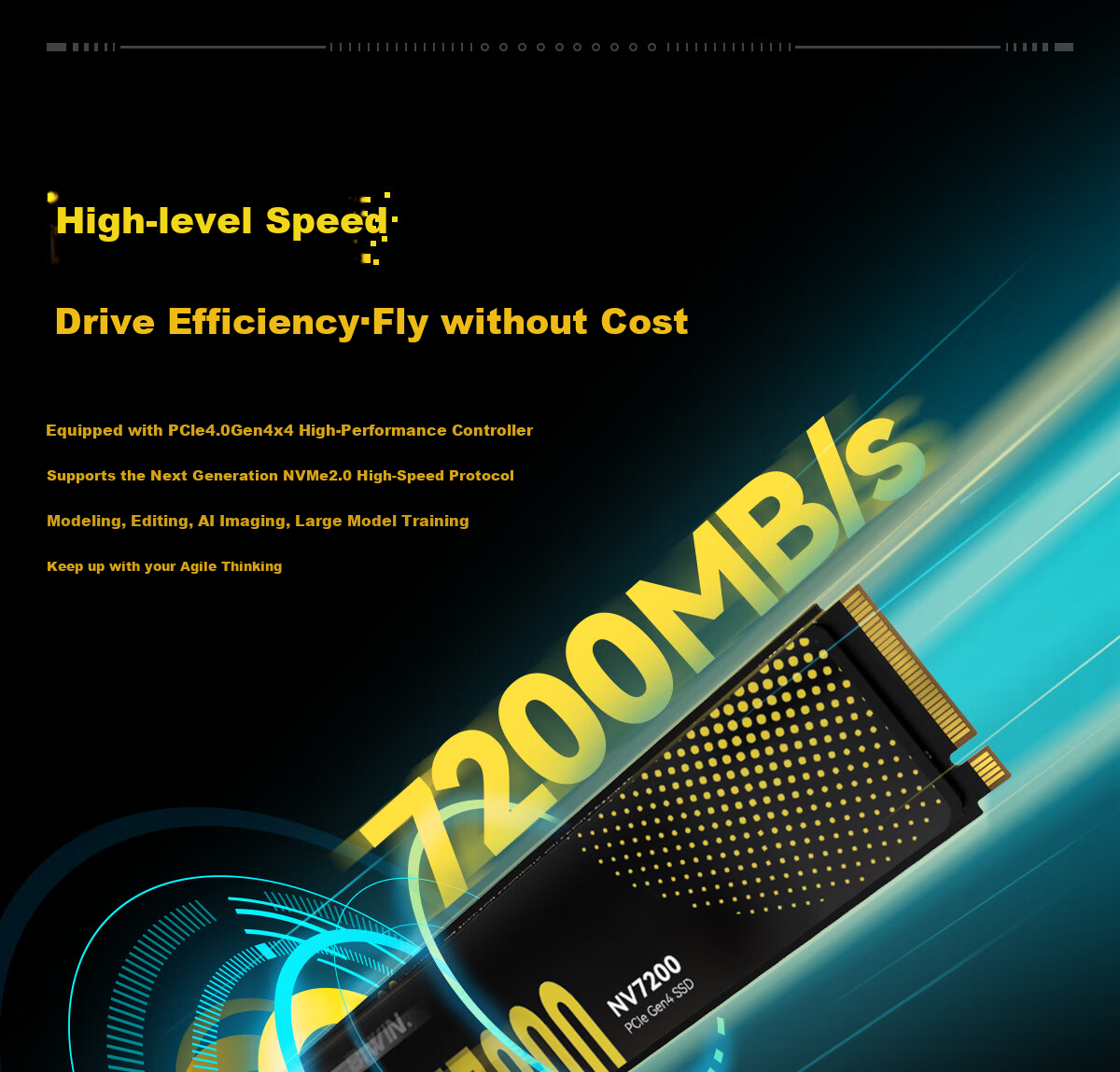 BIWIN 4TB SSD Solid State Drive M.2 Interface (NVMe Protocol), NV7200 Series, PCIe4.0 Read Speed 7200MB/s, AI PC Storage Computer Accessory 6