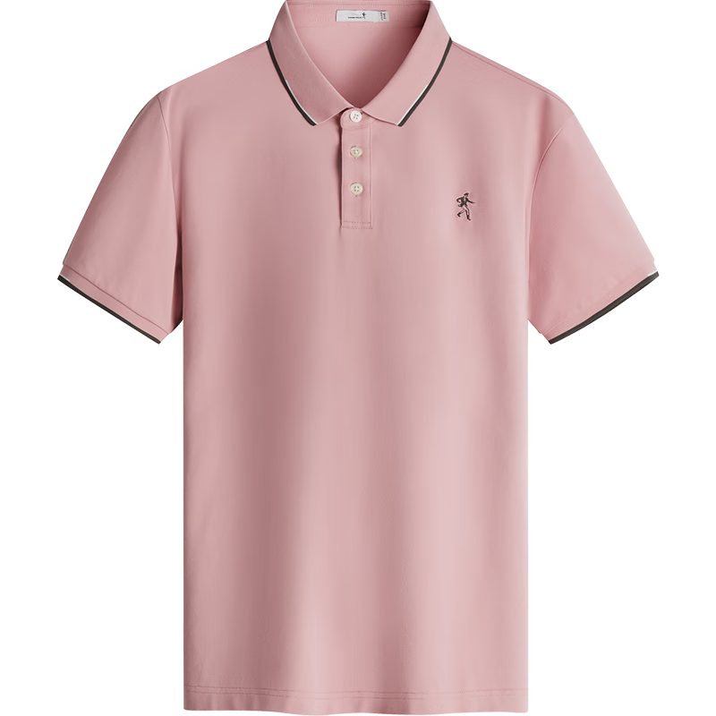 DANCING WOLVES [Slightly Stretchy And Easy-Care] Casual Commute Cool Smooth Breathable Men's Short-Sleeve POLO Shirt, 406 Pink, Size 185