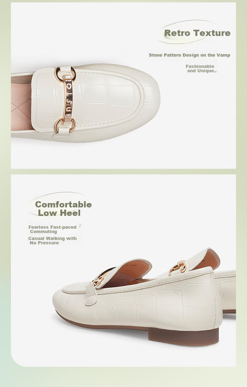 Basto Low-Heel White Lambskin Loafers, Women's Leather Shoes, Single Shoes WEF61AA5 4