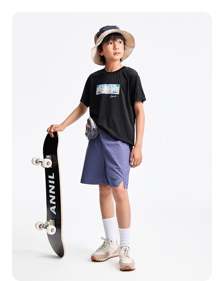 Annil Boys' Shorts, 2025 Summer New Style, Pure Cotton Pants, Casual Breathable Mid-Length Shorts, Jacquard Five-Point Shorts 11