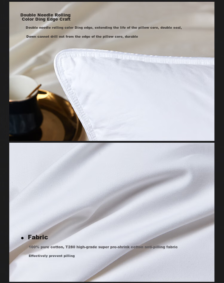 Downia Australian Pillow, Five-Star Hotel Down Pillow, 95% White Goose down Pillow, Soft Cotton Medium Pillow 74*48CM 17