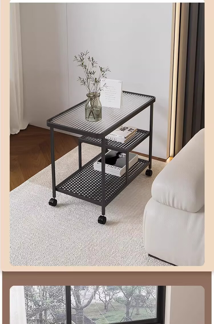 FENJIEXIAN Side Table Tempered Glass Coffee Sofa Side Table Living Room Side Desk Simple Tea Table Bedside Cabinet Mobile Nightstand 15