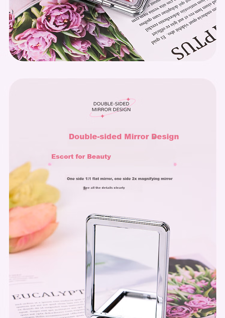 TaTanice Portable Makeup Mirror, Sand-Like Mirror Cover, Double-Sided Mirror, Foldable Small Mirror, Gift for Girlfriend, Birthday Present, Children's Beauty Dressing Mirror 2