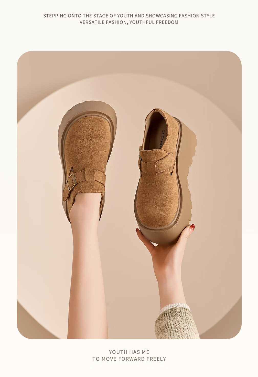 La Chapelle Women's Birkenstock Style New Retro Platform Sneakers Casual Ugly Cute Shoes for Petite Women 167 Khaki Size 35 4