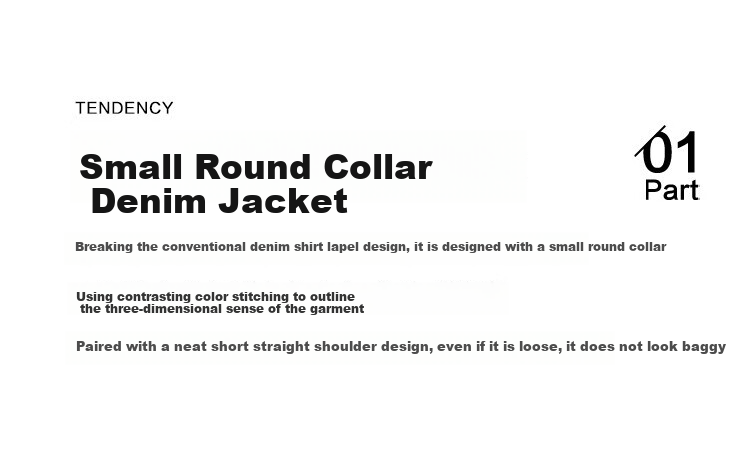 Dme Small Round Neck Denim Jacket Spring Straight Shoulder Sleeve Slim Fit Short Denim Jacket 3