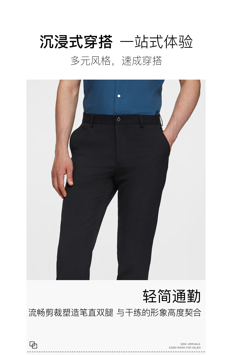 G2000 [Quality Comfort/mall Same Style] Men's Spring And Summer Business Commute Slim Fit Formal Dress Pants, Indigo Blue, Size 29 2