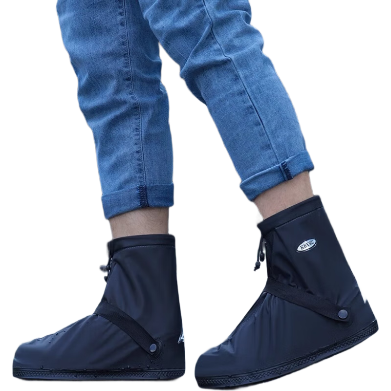 Minggu Waterproof Shoe Covers, Rain Boots, Non-Slip Thickened Wear-Resistant Sandproof 360 Full Coverage PVC Waterproof Shoe Covers - Mid-Calf 22CM Size M [38-39]