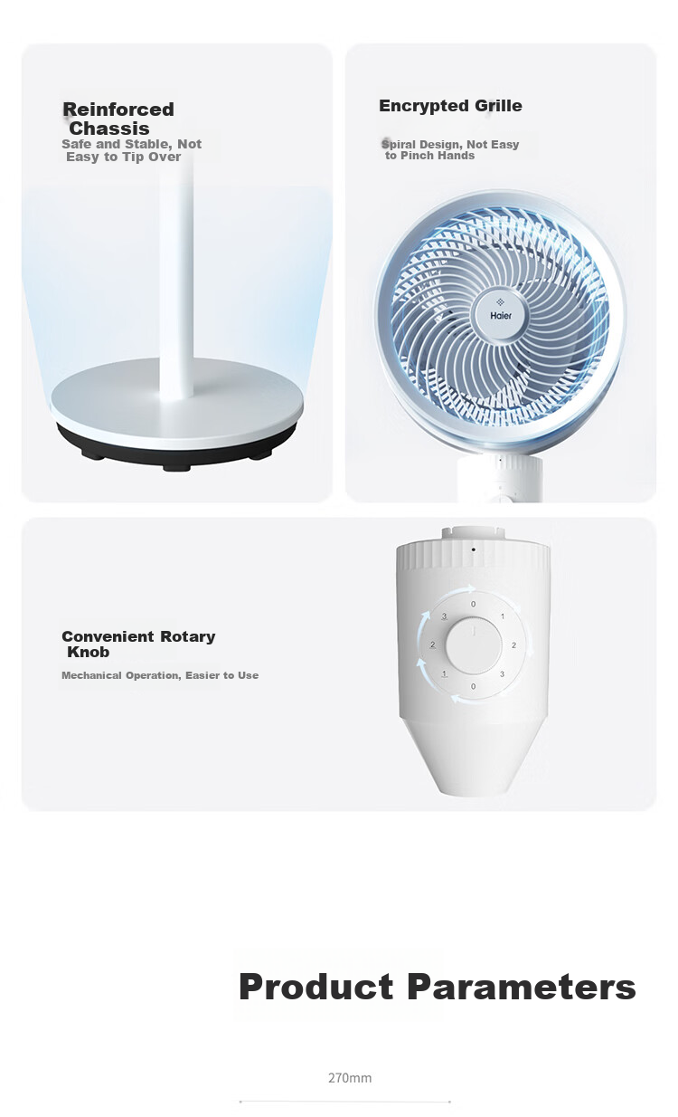 Haier [3D Oscillating] Air Circulator Fan, Home Bedroom Quiet Electric Fan with 3D Oscillation, Powerful Floor Fan, Desktop Whole-House Circulation Fan, Energy-Saving Air Conditioner Fan HFX-J00 11
