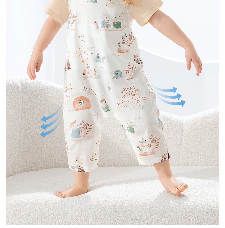 Beitaisi Children's One-Piece Pajamas, Summer Thin Style, 2026 New Pure Cotton Design, Short-Sleeve Bodysuit for Boys And Girls, Home Wear 17