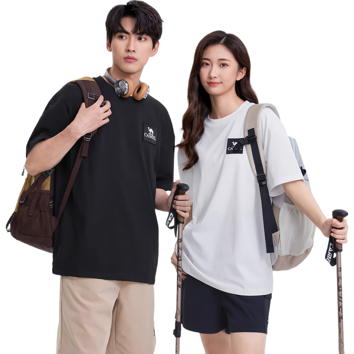 CAMEL Outdoor Quick-Dry T-Shirt for Men And Women, Spring And Summer Fast-Drying Elastic Round Neck Loose Mountain-Style Camping A13BAVV058C
