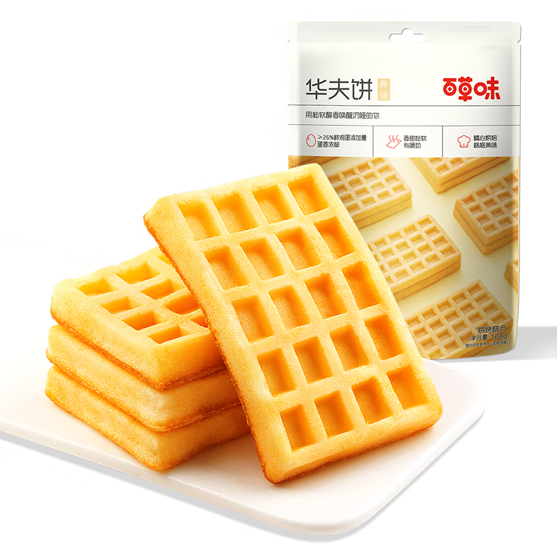 百草味华夫饼168g/袋  手撕面包办公室早餐糕点点心休闲零食团购