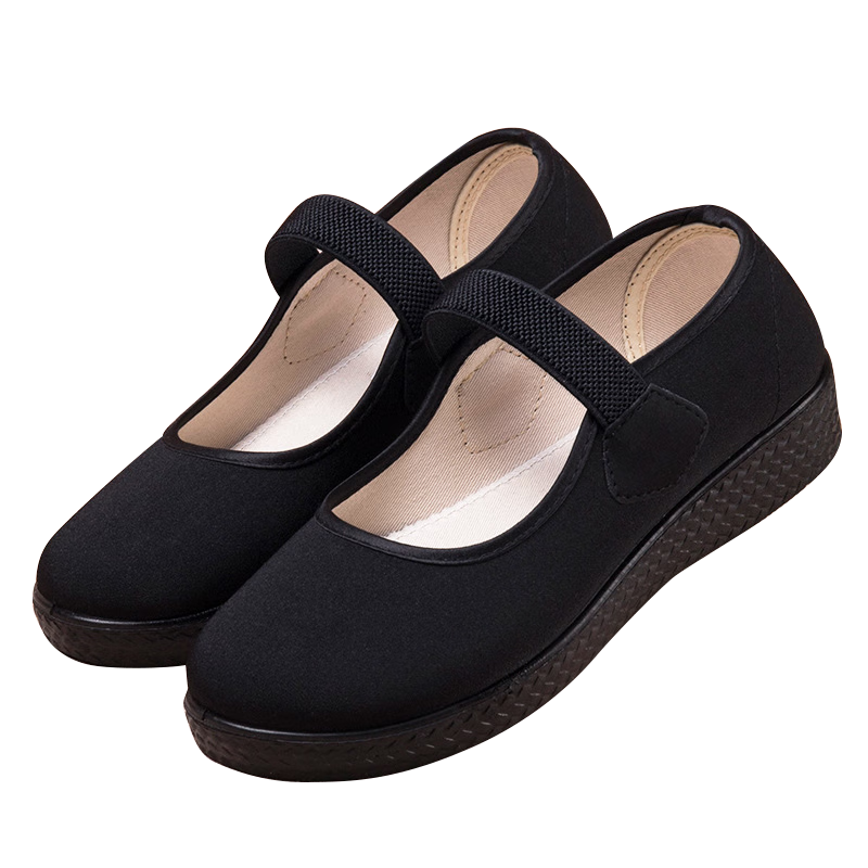 Yuzhaolin Women's Flat Hotel Black Work Service Staff Restaurant Hotel Etiquette Dance Old Beijing Cloth Shoes Y2S-1010 Size 37