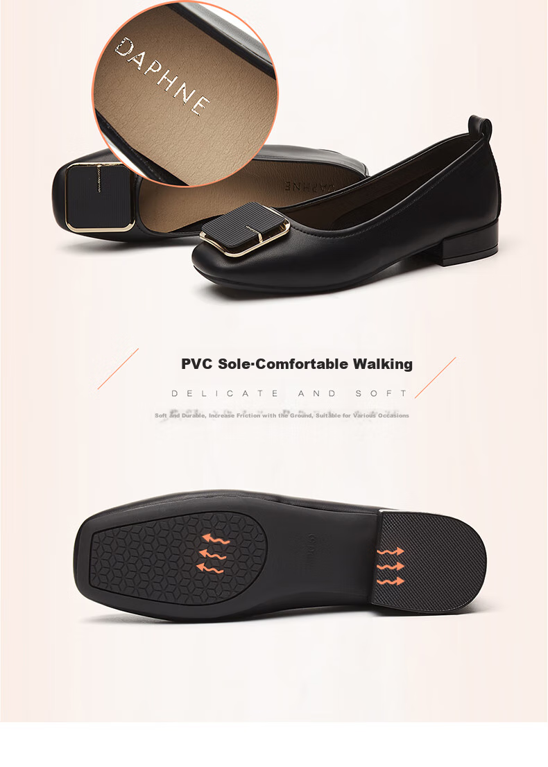 DAPHNE Chunky Heel Elegant Fashion Women's Pumps Versatile Commuter Work Shoes for Women 4623101107 Black Size 34 6