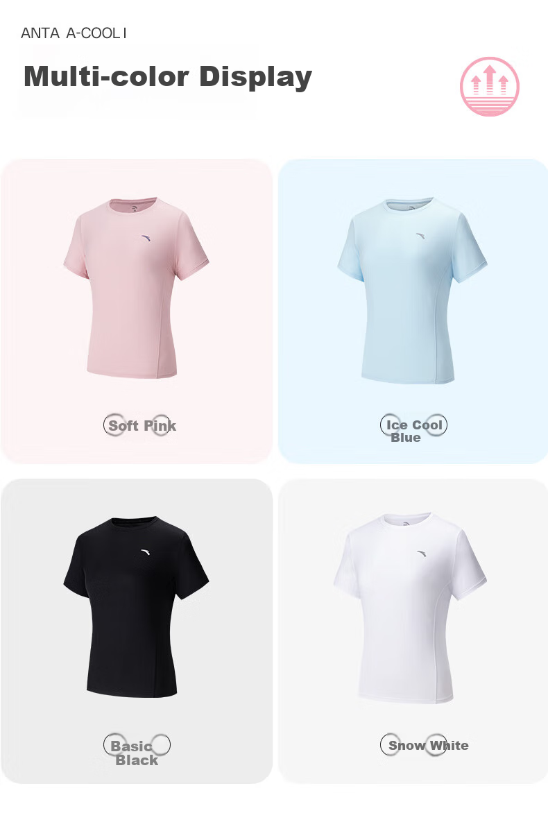 Anta Quick-Dry T-Shirt | Slim Waist Women's Sports Short Sleeve Summer New Breathable Running Top Yoga Fitness Tee 12