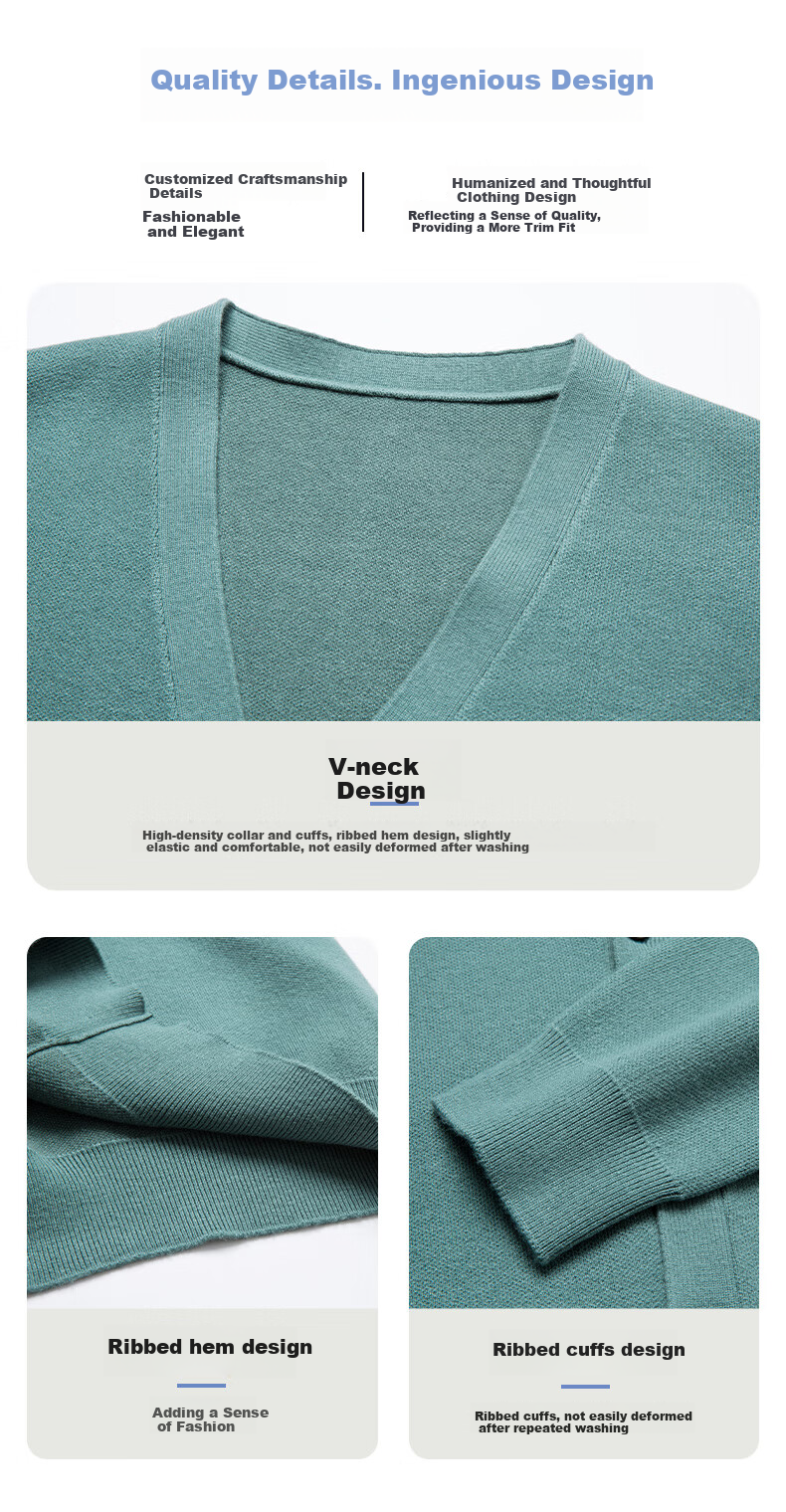 Hengyuanxiang Knitted Cardigan for Men, Spring And Autumn Solid Color Versatile Sweater, Middle-Aged Men's Clothing, Wool-Blend Casual Warm Outerwear 5