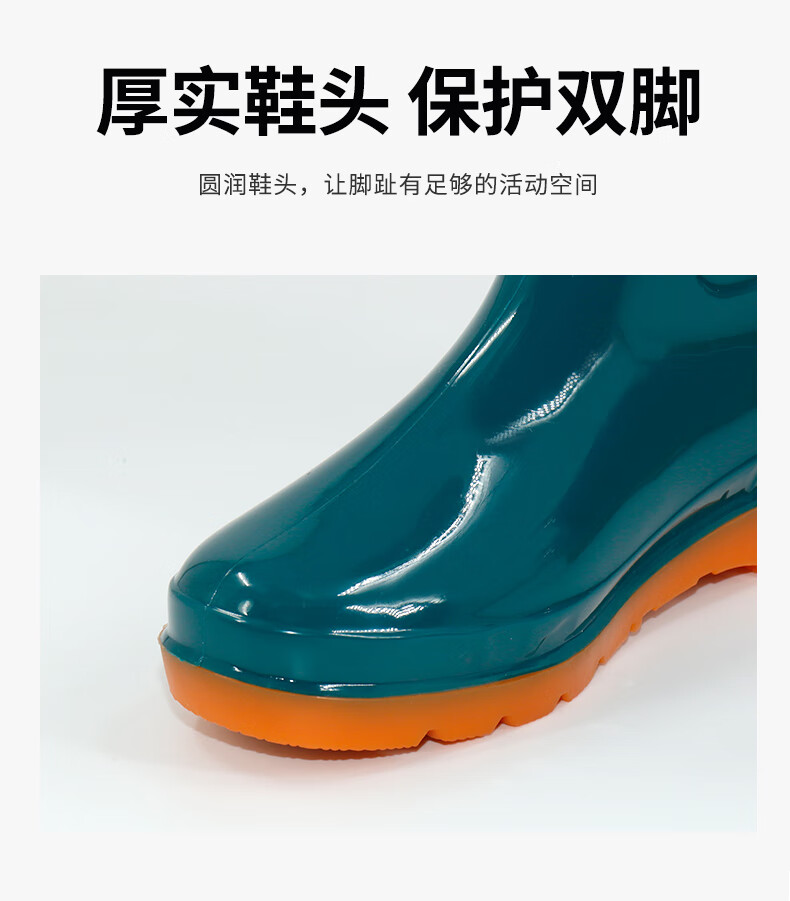 BAIGE Women's Rain Boots Low-Cut Rubber Waterproof Anti-Flood Slip-Resistant Acid-Base Resistant Farm Work Safety Boots Dark Green Size 38 CW698344 2